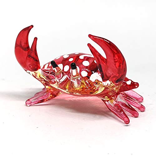 Glass Animals Crab Figurine Red Hand Blown Painted Art Miniature Coastal Decor Style Spirit Animals