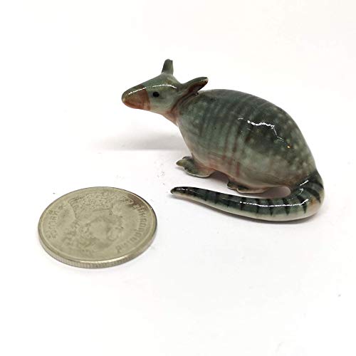 Tiny Ceramic Armadillo Figurine Craft Miniature Collectible Porcelain Animal Zoo