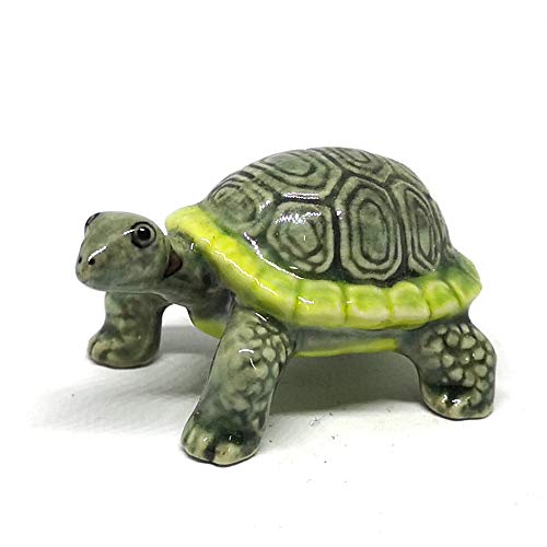 Painted Turtle Logger Head Tourtise Ceramic Miniature Figurine Porcelain Animal