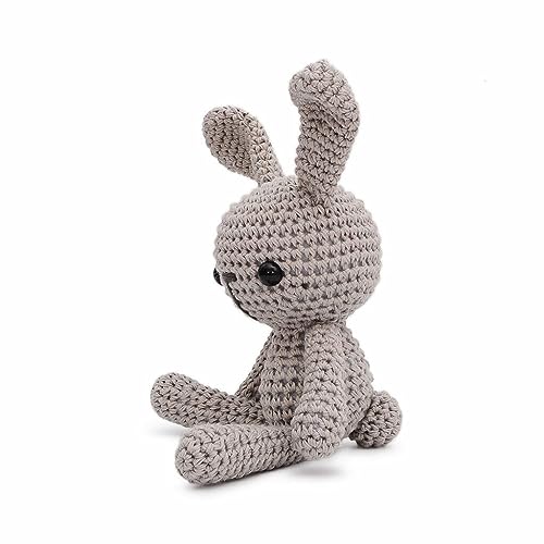 Small Long-Legged Bunny Handmade Amigurumi Stuffed Toy Knit Crochet Doll VAC (Cream)