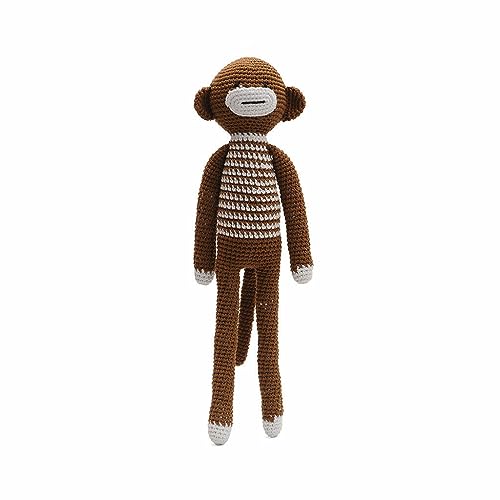 Stripe Pattern Long-legged Animal Handmade Amigurumi Stuffed Crochet Doll VAC (Brown Monkey)