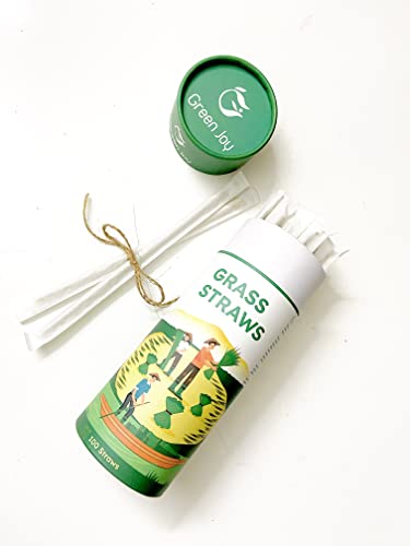 Green Joy Grass Straws - 100% Natural - Eco-friendly - Drinking Tubes - Plastic Free - Compostable - Single-use - Crazy Straws Alternative to Plastic Straws, Paper Straws, Bamboo Straws 100 Packs