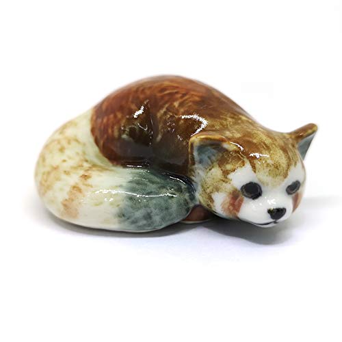 ZOOCRAFT Ceramic Red Panda Figurine Animal Craft Miniature Collectible Porcelain DIY Gift