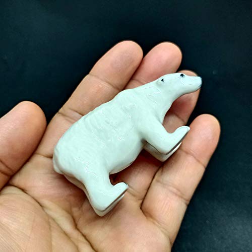 Ceramic Polar Bear Miniature Figurine Sculpture Arctic Animal Collectible