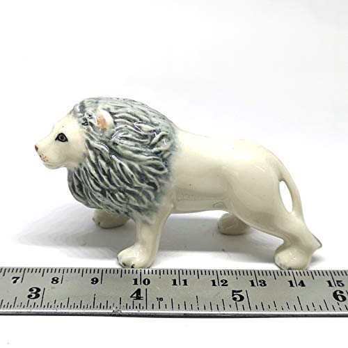 White Lion King Figurine Miniature Collectible Ceramic Wildlife Exotic Animals