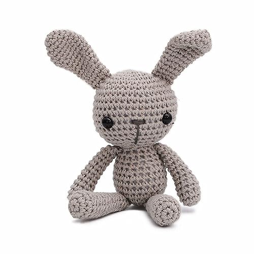 Small Long-Legged Bunny Handmade Amigurumi Stuffed Toy Knit Crochet Doll VAC (Cream)