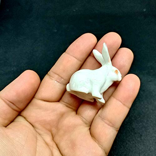 Porcelain Rabbit Bunny Figurine White Hand Painted Ceramic Miniature Collectible