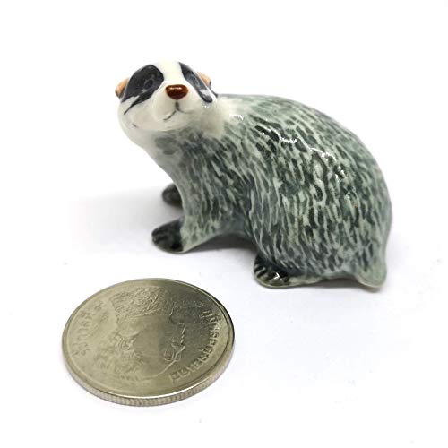 Ceramic Badger Figurine Tiny Craft Miniature Collectible Porcelain Animal Zoo