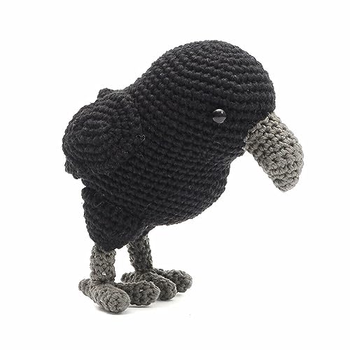 Black Crow Bird Handmade Amigurumi Stuffed Toy Knit Crochet Doll VAC