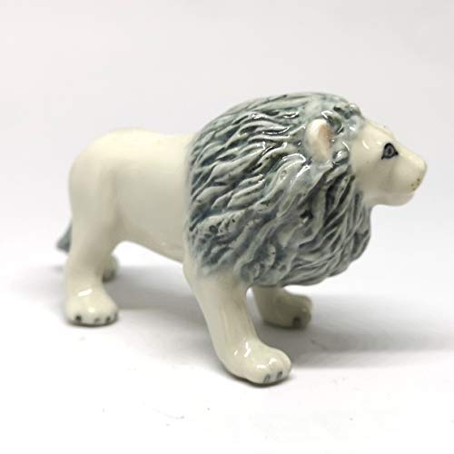 White Lion King Figurine Miniature Collectible Ceramic Wildlife Exotic Animals