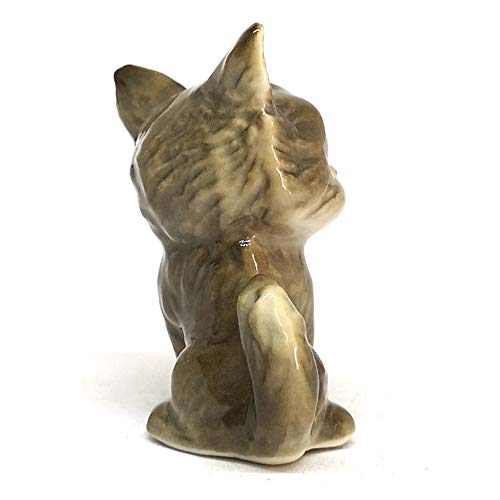 Cute Cat Figurine Big Head Hand Painted Ceramic Miniatures Home Decor