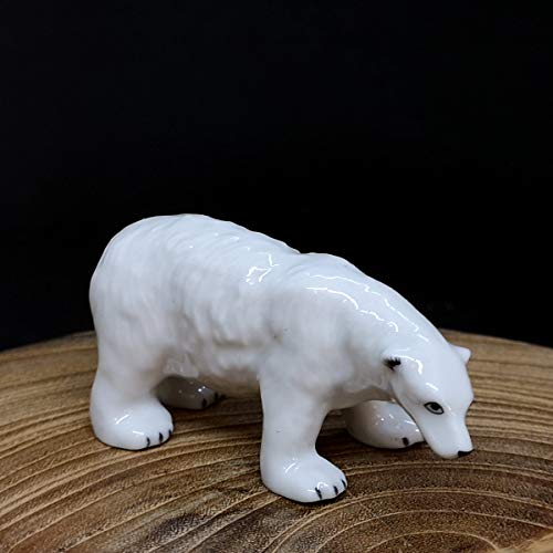 Ceramic Polar Bear Miniature Figurine Sculpture Arctic Animal Collectible