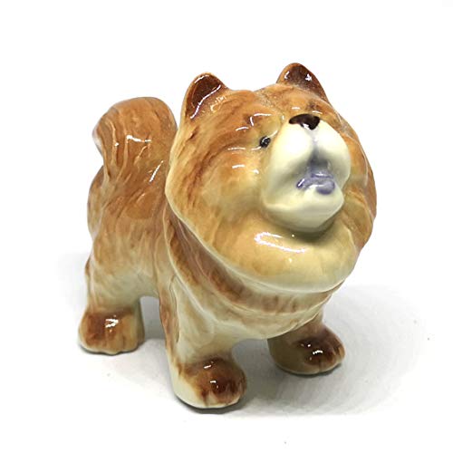 Ceramic Chow Chow Dog Breed Figurine Hand Painted Miniatures Animal Collectible