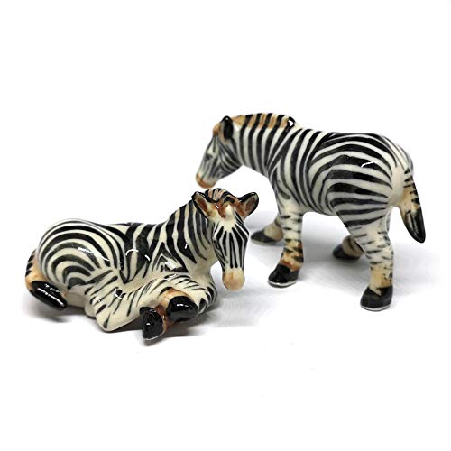 Zebra Figurine Ceramic Gift Collectibles Hand Painted Terrarium Garden Decor