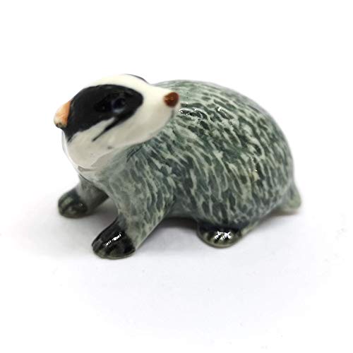 Ceramic Badger Figurine Tiny Craft Miniature Collectible Porcelain Animal Zoo