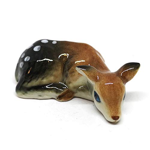 Ceramic Deer Bambi Figurine Craft Miniature Collectible Porcelain Animal Gift