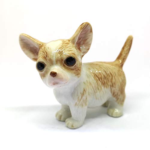 Chihuahua Dog Ceramic Figurine Funny Standing Hand Painted Porcelain Collectible