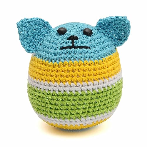 Colorful Dog Puppy Ball Handmade Amigurumi Stuffed Toy Crochet Doll VAC (Blue)