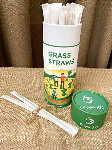 Green Joy Grass Straws - 100% Natural - Eco-friendly - Drinking Tubes - Plastic Free - Compostable - Single-use - Crazy Straws Alternative to Plastic Straws, Paper Straws, Bamboo Straws 100 Packs