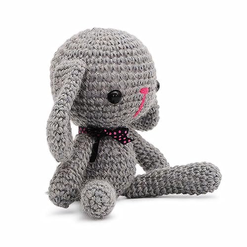 Small Long-Legged Bunny Handmade Amigurumi Stuffed Toy Knit Crochet Doll VAC (Gray)