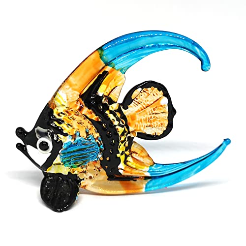 ZOOCRAFT Glass Angel Fish Figurine Aquarium Handicraft Miniature Hand Blown Collectibles