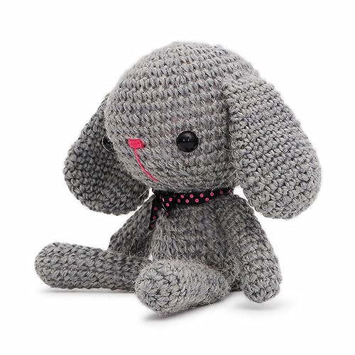 Small Long-Legged Bunny Handmade Amigurumi Stuffed Toy Knit Crochet Doll VAC (Gray)