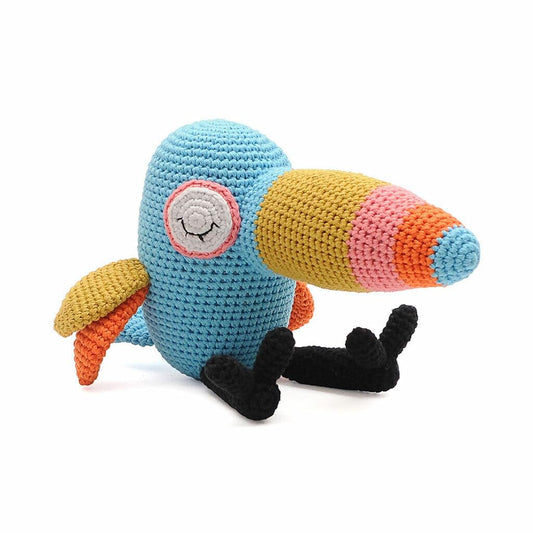 Sleepy Colorful Toucan Bird Handmade Amigurumi Stuffed Toy Knit Crochet Doll VAC