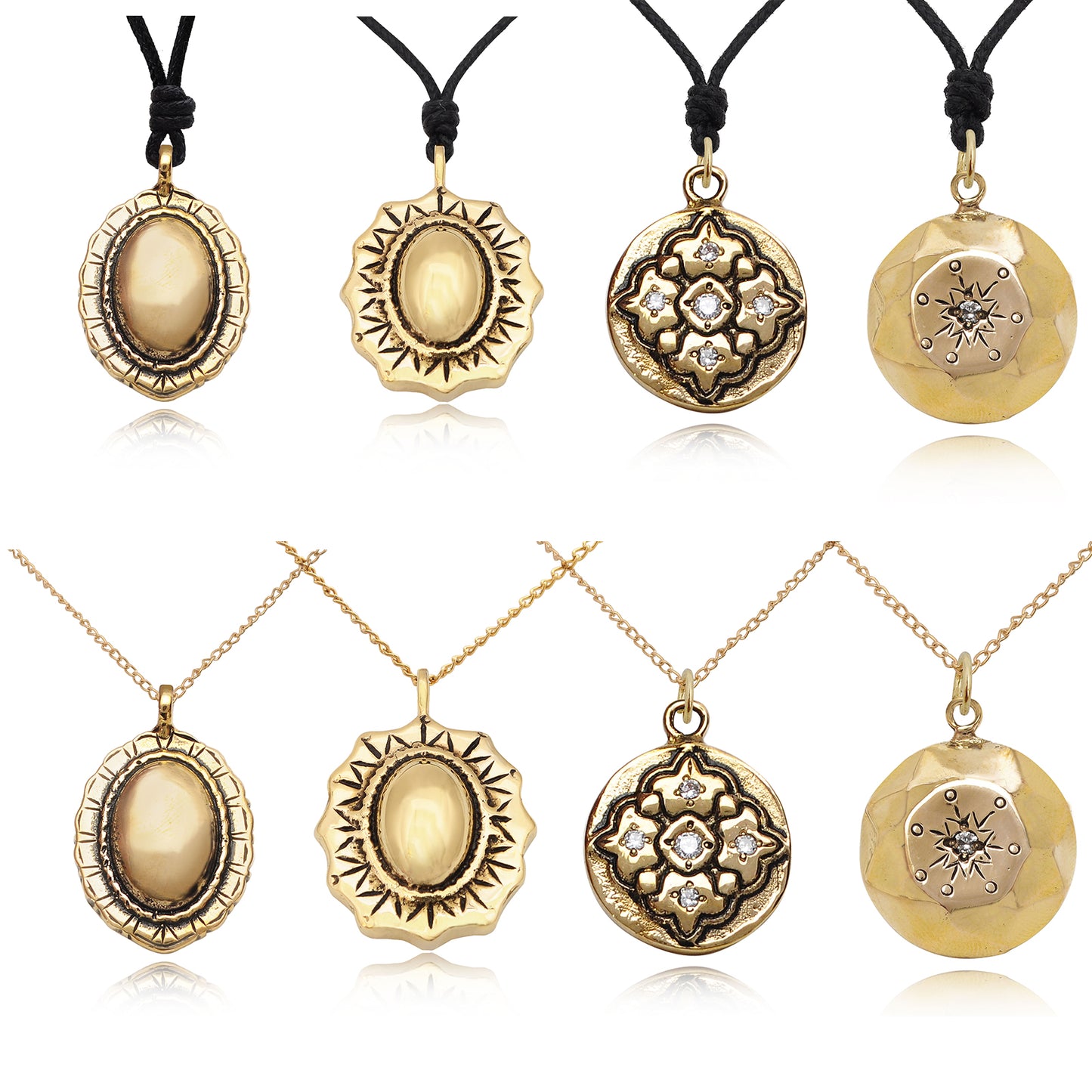 Vintage Amulet Gold Brass Charm  Necklace Pendant Jewelry