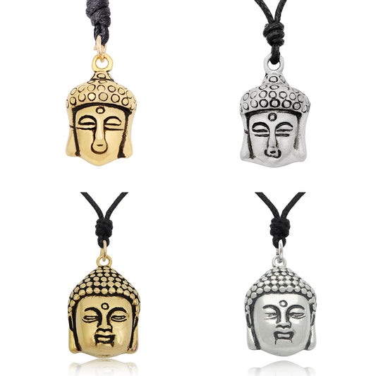 Buddha Head Silver Pewter Gold Brass Charm Necklace Pendant Jewelry