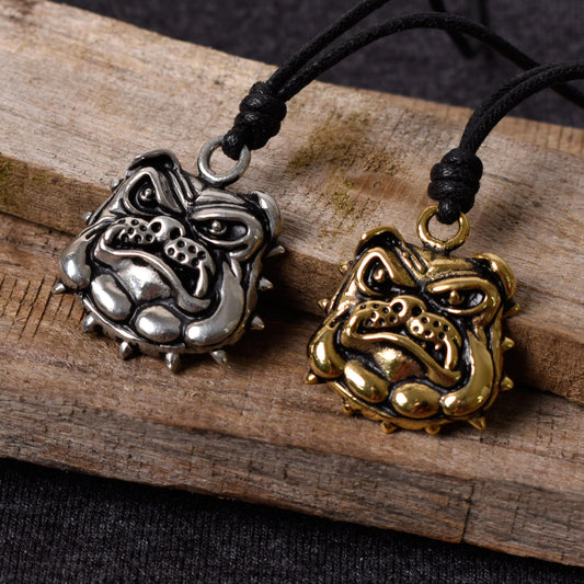 Bulldog Head Handmade Silver Pewter Gold Brass Necklace Pendant Jewelry