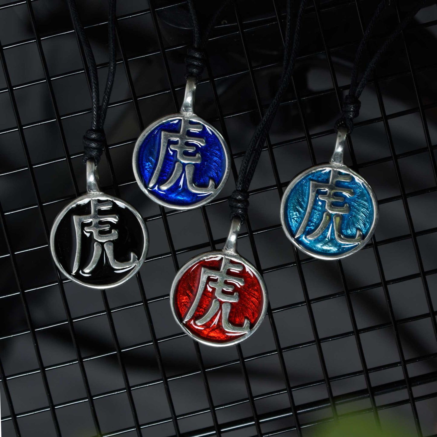 Chinese Year of the Tiger Zodiac Silver Pewter Charm Necklace Pendant Jewelry