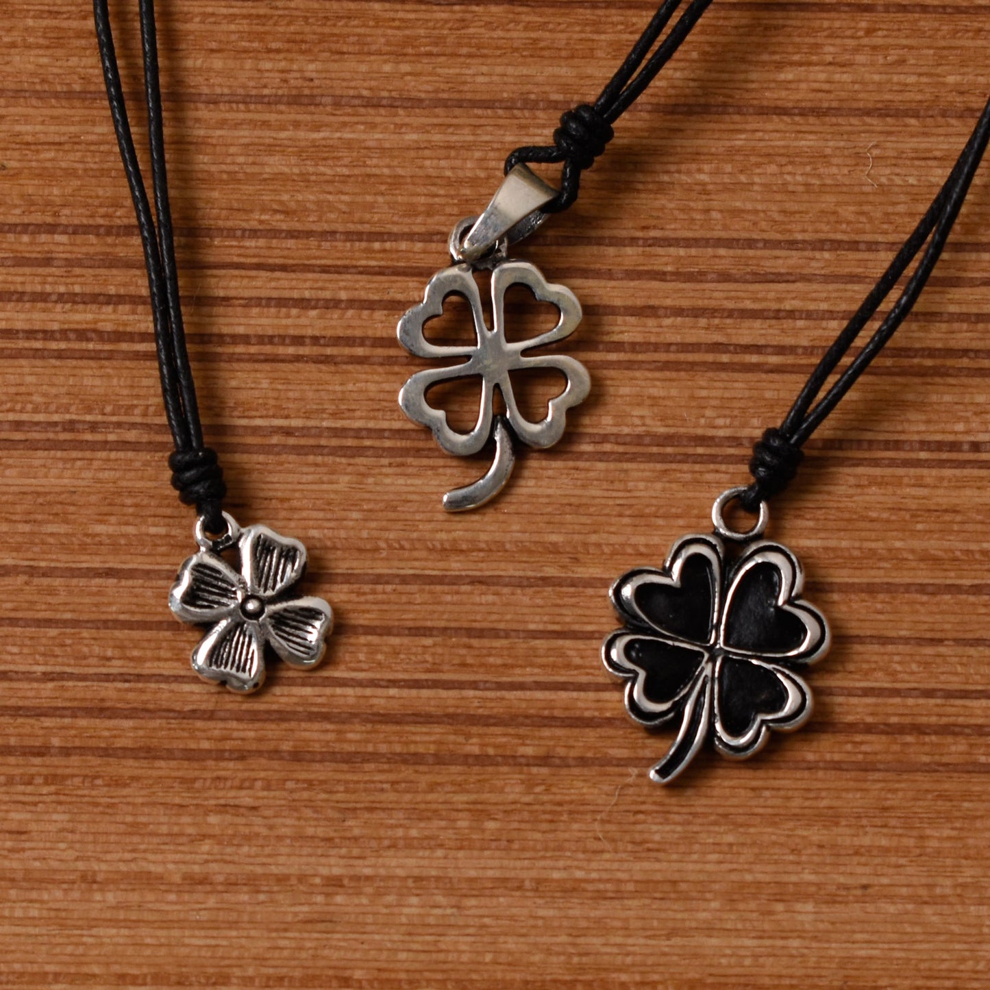 Four Leaf Clover Sterling-silver Pewter Gold Brass Charm Necklace Pendant Jewelry