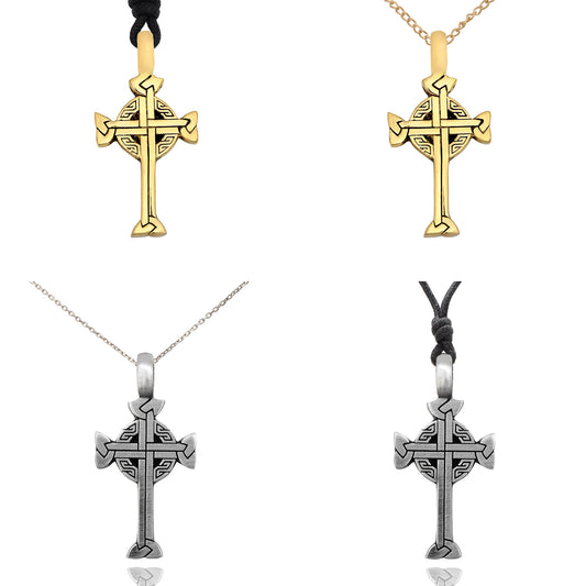 Celtic Cross Silver Pewter Gold Brass Charm Necklace Pendant Jewelry