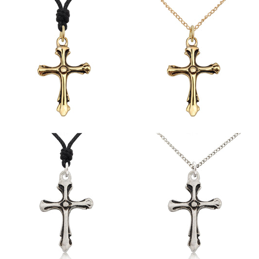 New Cross Jesus Christian Sterling-silver Pewter Brass Necklace Pendant Jewelry