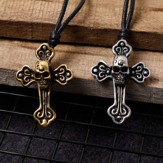 New Celtic Gothic Skull Cross Silver Pewter Gold Brass Necklace Pendant Jewelry