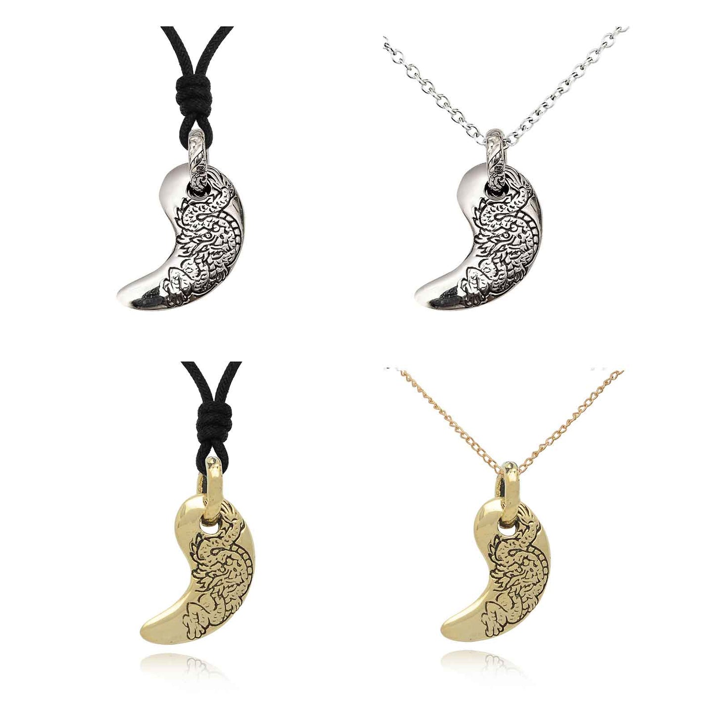 Yin Yang Japanese 92.5 Sterling Silver Gold Brass Charm Necklace Pendant Jewelry