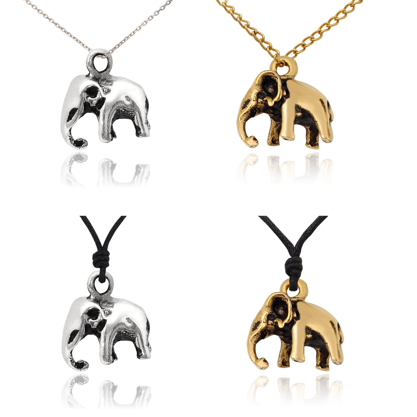 Burmese Elephant 92.5 Sterling Silver Gold Brass Charm Necklace Pendant Jewelry