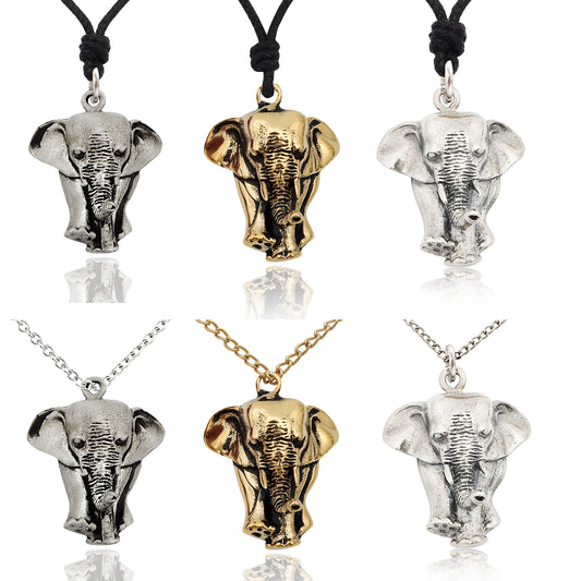 Lucky Elephant Pewter 92.5 Sterling Silver Gold Brass Charm Necklace Pendant Jewelry