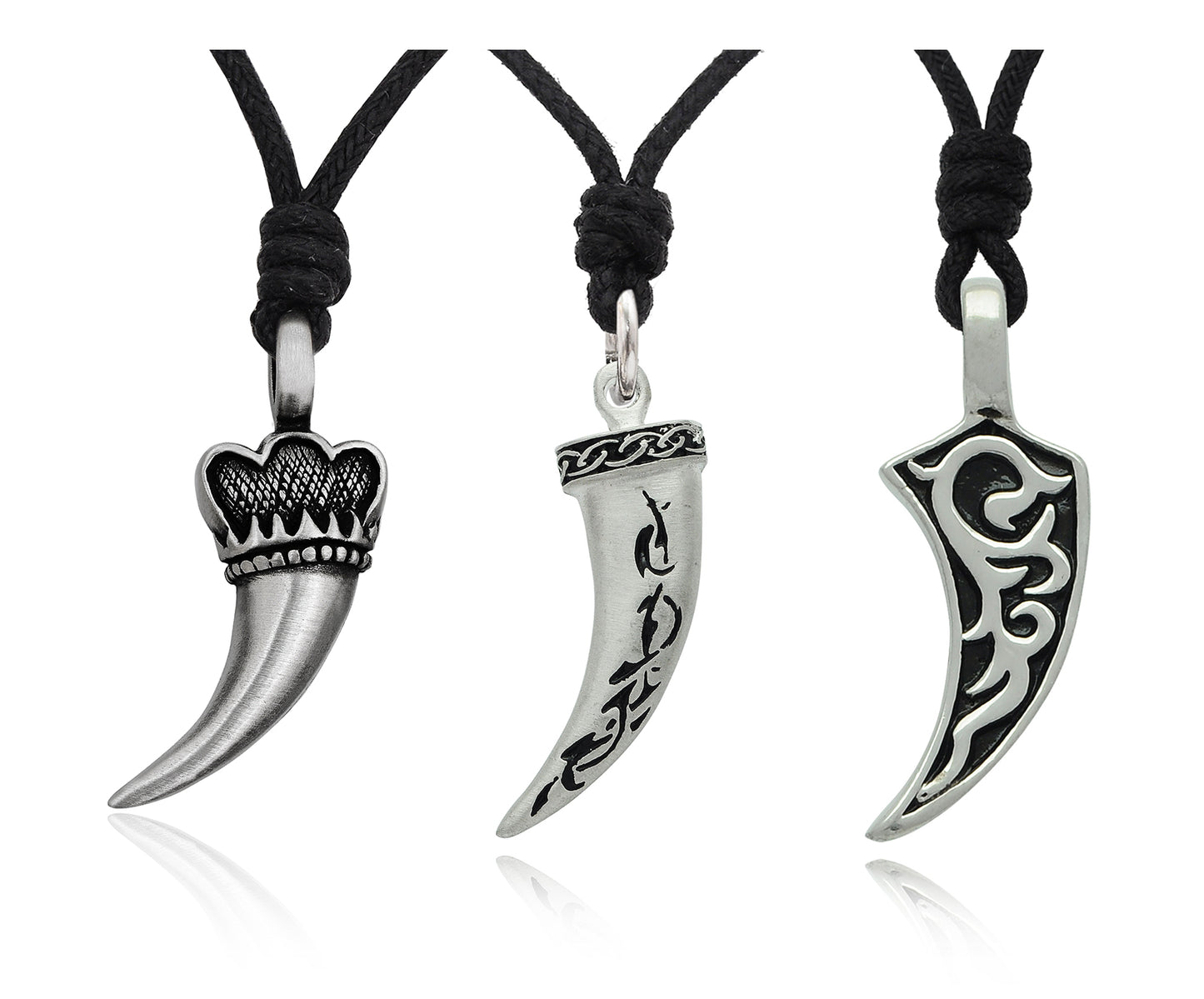 Fang Silver Pewter Necklace Pendant Jewelry