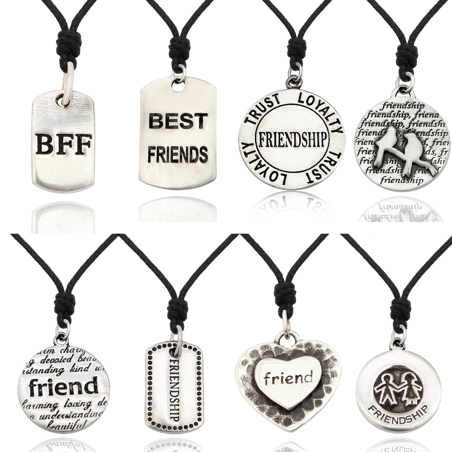 Friendship Best Friends Silver Pewter Necklace Pendant Jewelry