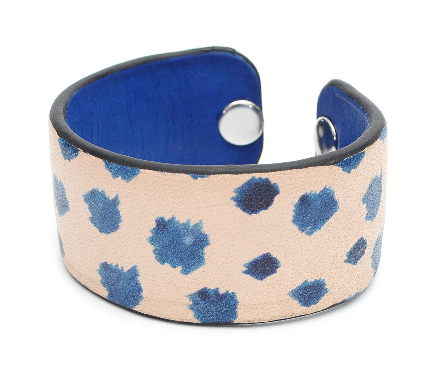 Watercolor Blue Patterns Print Handmade Leather Bracelet Jewelry HLB_01