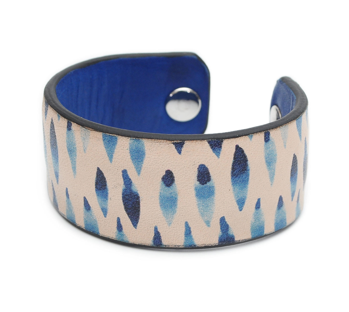 Watercolor Blue Patterns Print Handmade Leather Bracelet Jewelry HLB_01