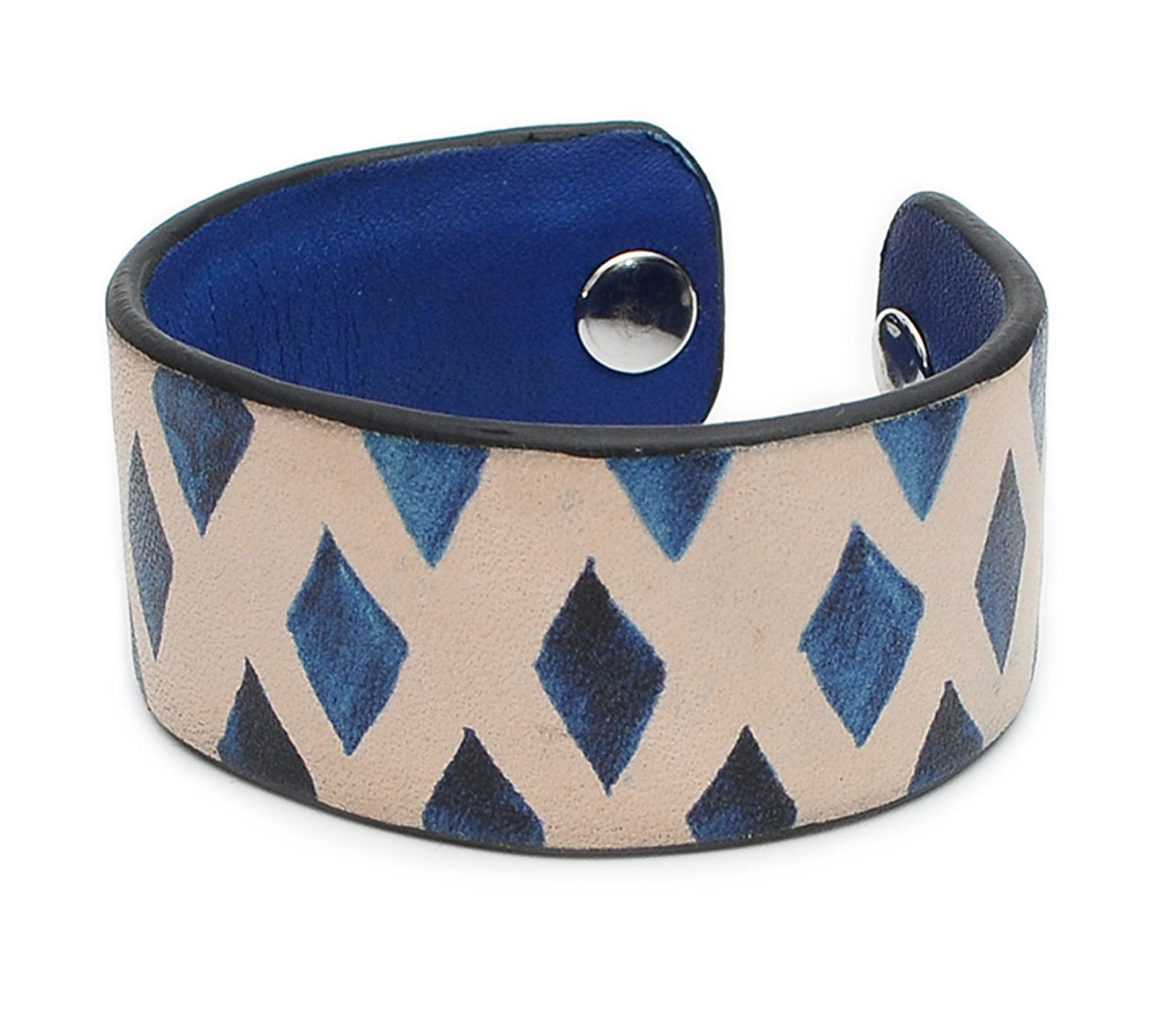 Watercolor Blue Patterns Print Handmade Leather Bracelet Jewelry HLB_01