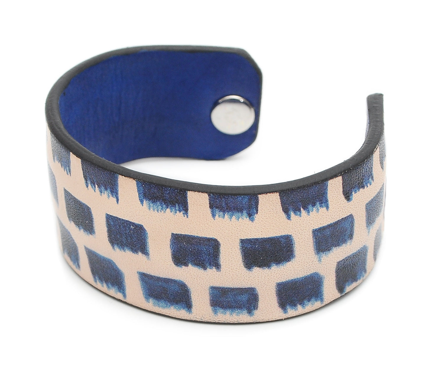 Watercolor Blue Patterns Print Handmade Leather Bracelet Jewelry HLB_01