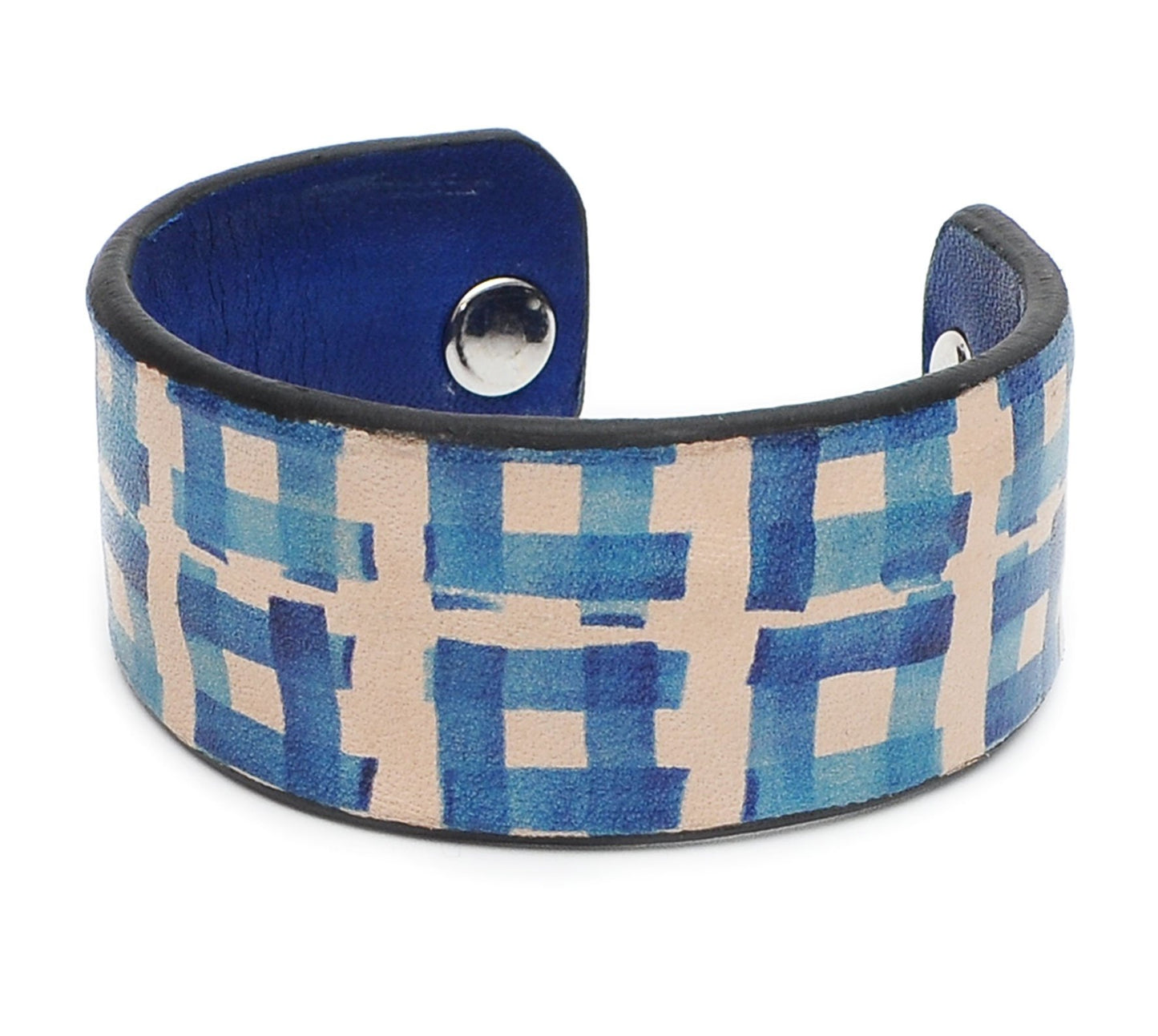 Watercolor Blue Patterns Print Handmade Leather Bracelet Jewelry HLB_01