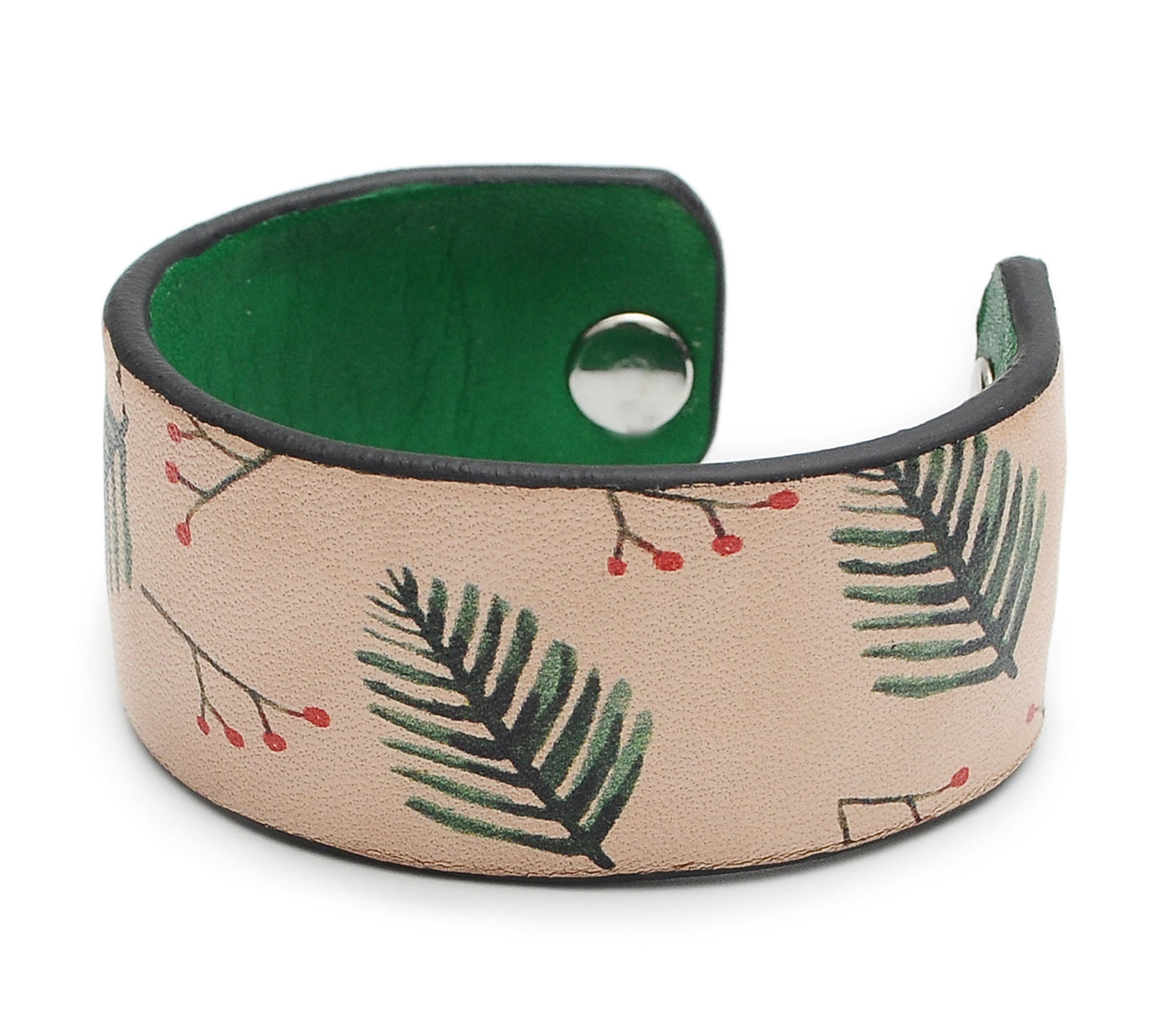 Palm Leaves Patterns Print Handmade Leather Bracelet Jewelry HLB_01