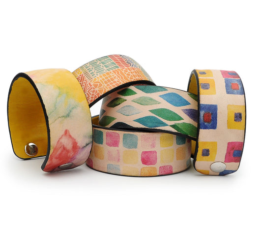 Watercolor Lovely Patterns Print Handmade Leather Bracelet Jewelry HLB_01