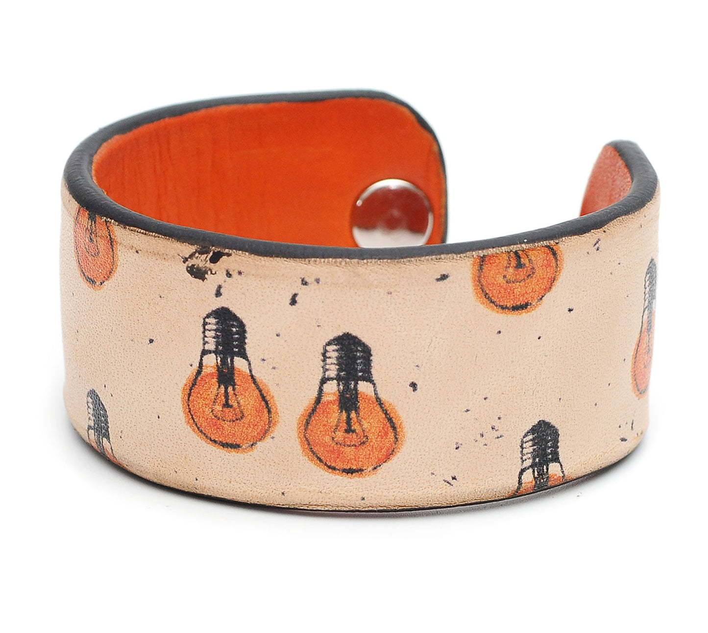 Light Bulbs Print Handmade Leather Bracelet Jewelry HLB_01