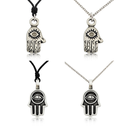 Hamsa Hand of God Silver Pewter Charm Necklace Pendant Jewelry