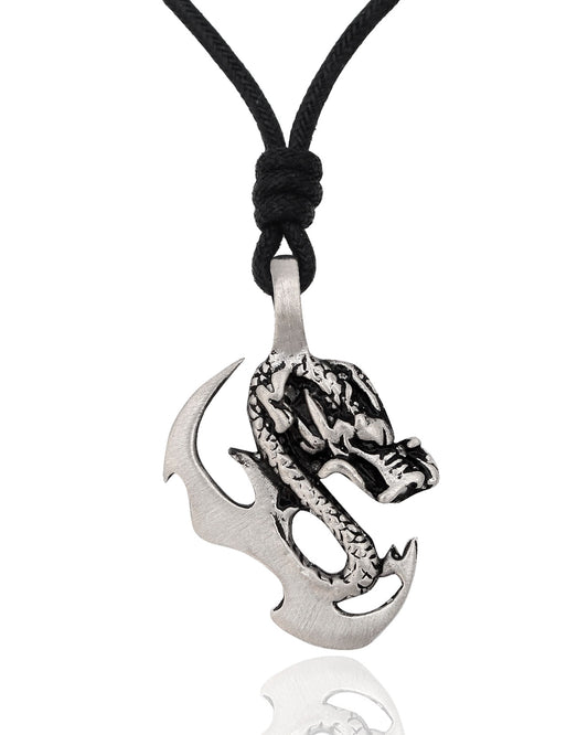 Cool Dragon Silver Pewter Charm Necklace Pendant Jewelry